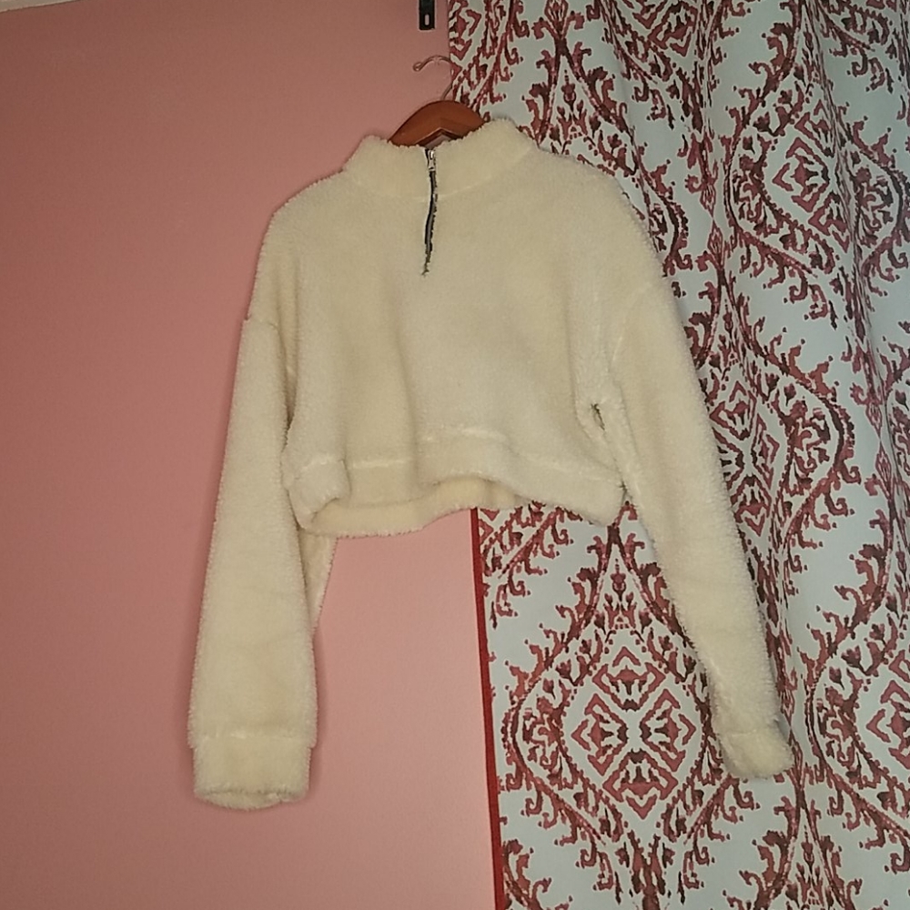 Half zip furry sherpa